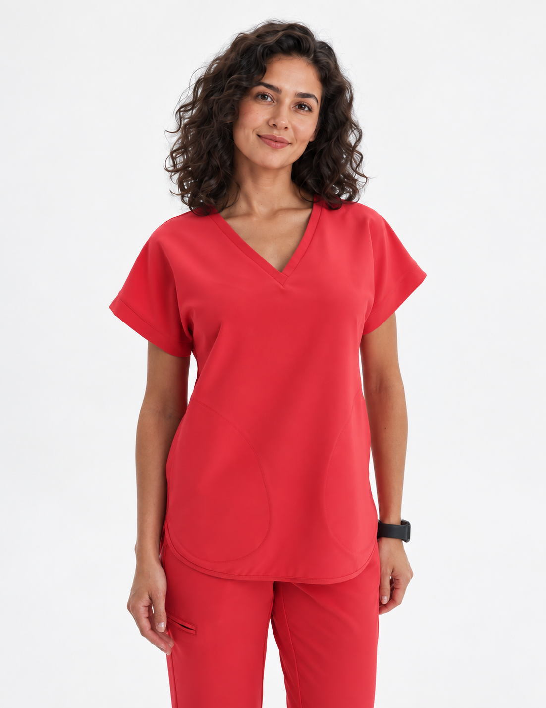 Bluza medyczna damska kimono Kaja, kolor czerwony, przód